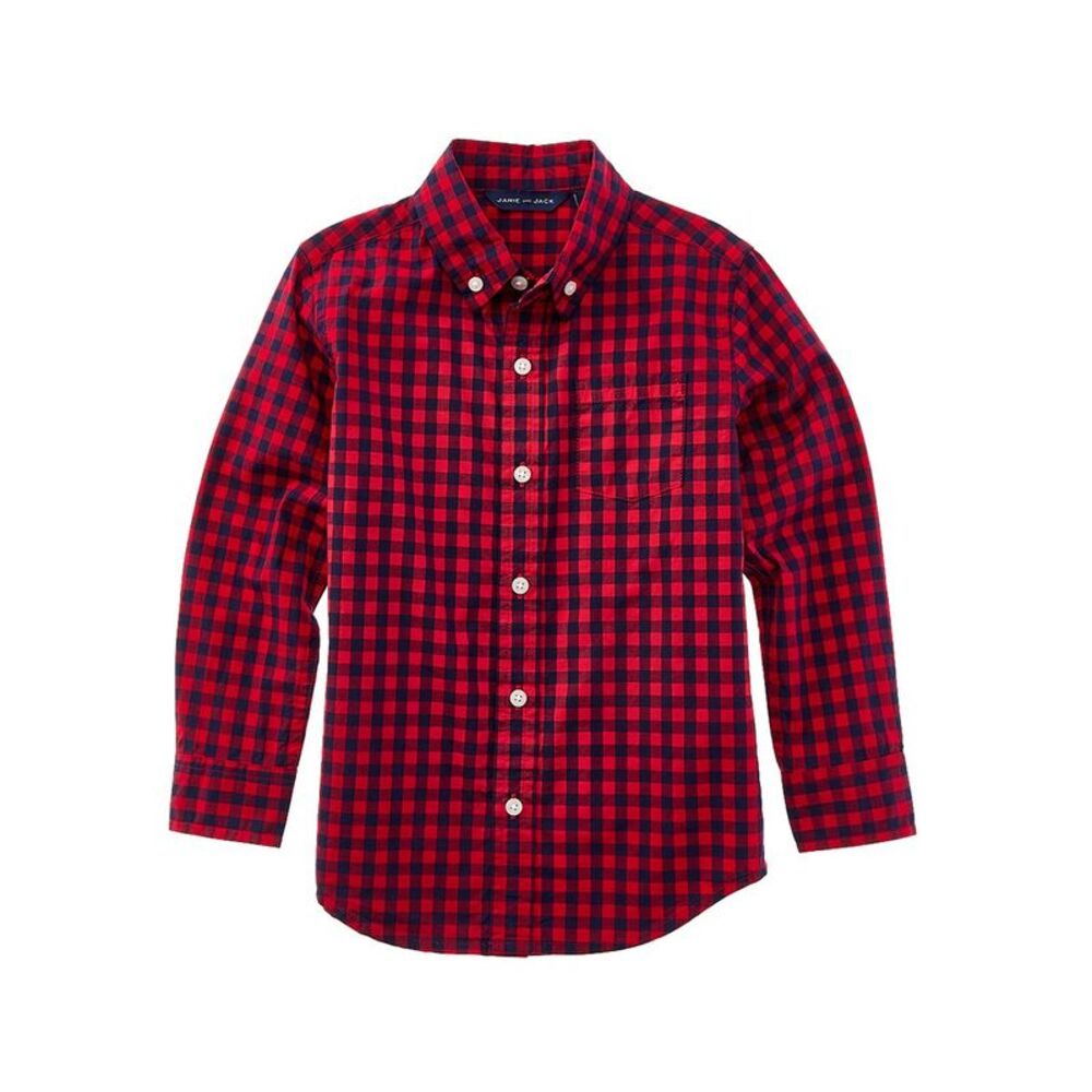 Janie And Jack Boys Gingham Poplin Shirt